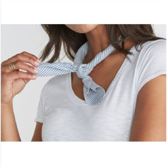Marine Layer womens bandana scarf navy/white stripe one size multifuncional new - Picture 9 of 9
